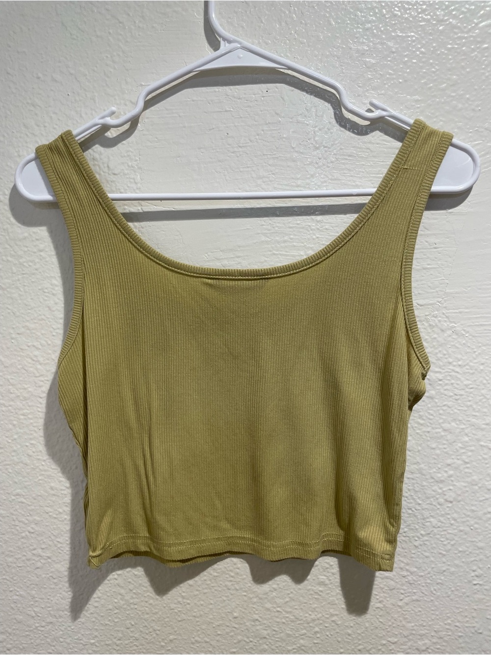 💛 Honey Mustard Ribbed Scoop Neck Crop Tank Top M